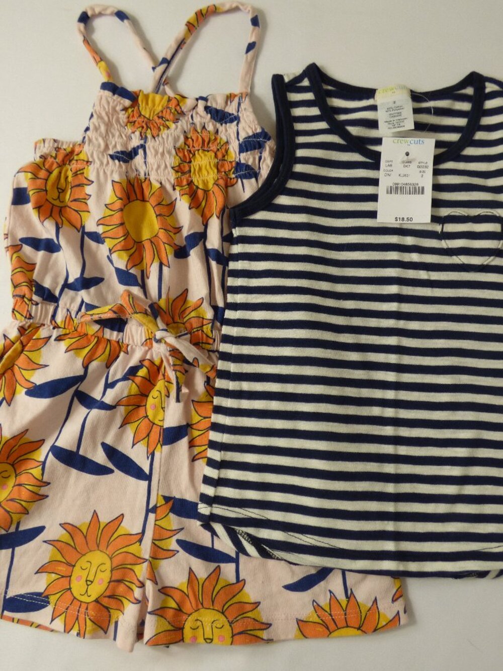 NWT Crewcuts Stripe Tank & Tea Collection Sunflower Romper, Size 2 Years